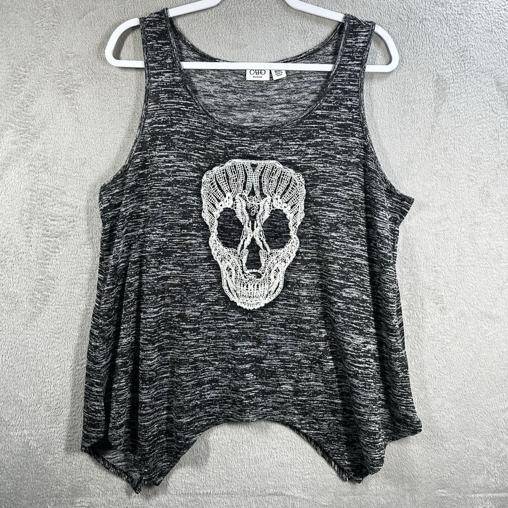 Cato Women's Lace‎ Skull Sleeveless Tank Top Size 18/20W Grunge Goth Whimsigoth